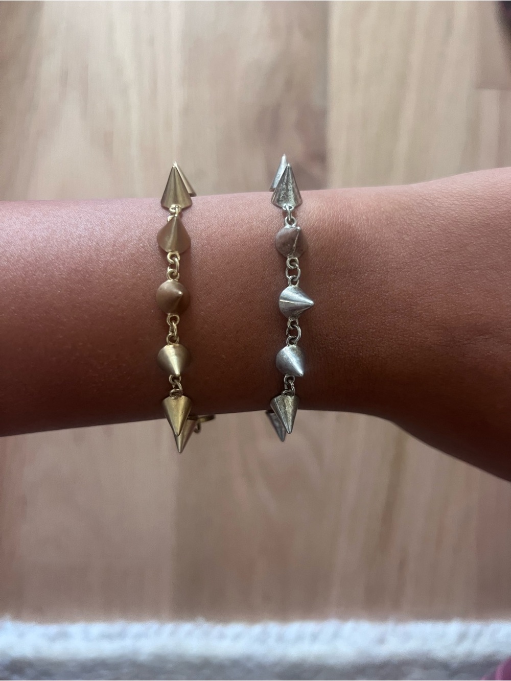 Gold and Silver Spike Link Bracelet Set - Women Jewelry